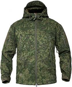 Memoryee Herren Wasserdichte Softshelljacken Fleece Futter Warme Militärische Outdoor Winddicht Übergangsjacke mit Kapuze/Camouflage green(new)/M von Memoryee