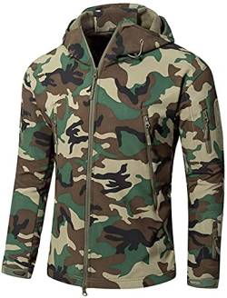 Memoryee Herren Wasserdichte Softshelljacken Fleece Futter Warme Militärische Outdoor Winddicht Übergangsjacke mit Kapuze/Wüstentarnung(new)/3XL von Memoryee