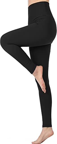 Memoryee Hohe Taille Leggings für Damen, Blickdichte Sportleggings Bauchkontrolle Plus Größe Dehnbare Sport Gym Yogahosen/#1 Pack/Black/L-XL von Memoryee