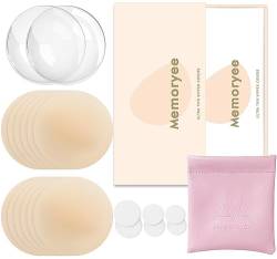 Memoryee Nippelpads, Ultra Dünne Damen Nippel Cover mit Brustwarzenschutz Wiederverwendbar und Waschbare Selbstklebende Brustwarzen Nippelabdeckung aus Hochwertigem Silikon [8 cm]/Creme Skin/6 von Memoryee