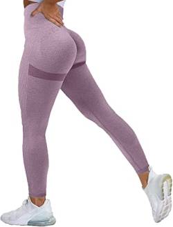 Memoryee Scrunch Butt Sport Leggings Damen Geraffte Hintern Heben Hohe Taille Bauchkontrolle Blickdicht Yogahose Fitnesshose/B-Fuchsia/M von Memoryee