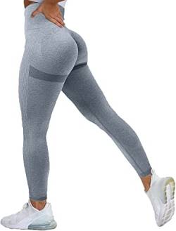 Memoryee Scrunch Butt Sport Leggings Damen Geraffte Hintern Heben Hohe Taille Bauchkontrolle Blickdicht Yogahose Fitnesshose/B-Morandi Blue/S von Memoryee