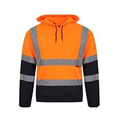 Men's Hochsichtbare, zweifarbige Hoodies, Sicherheits-Fleece-Sweatshirt, Arbeitsoberteile, GO/RT-konforme Pullover, Orange/Marineblau, S von Men's