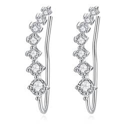 MenYiYDS Damen Ohrklemme Bogen mit 7 Zirkonia Strass mit Zirkonia Glitzer Strass Steinen Ear Cuff Ohrringe Ohrstecker Ohrmanschette Ohr Kletterer für Frauen Mädchen von MenYiYDS