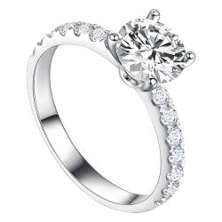 MenYiYDS Damen Ringe Silber 925 Verlobungsringe Solitärring 3CT Oval Zirkonia Versprechen Ring Eheringe Trauringe,Eternity Ring Damen Ewigkeitsringe Titan Verlobungsringe,Silber von MenYiYDS