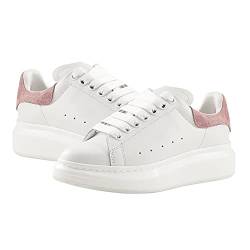 Mengchengying Damen Plateau Plateau Schuhe mit Low-Top Schnürung, rose, 38 EU von Mengchengying