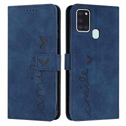 Hülle Leder für Galaxy A21s Handyhülle für Samsung A21s mit Kartenfach Klapphülle 360 Grad Schutzhülle für Galaxy A21s Flip Magnet Cover Case A21s Handytasche (blau,A21s) von Menglo