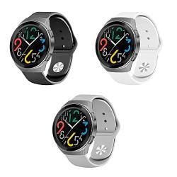 Menglo Silikon Armband kompatibel mit Huawei Watch GT2e Sport Uhrenarmband 3 Stück Silikon Ersatzarmband für Huawei Watch GT2e Ersatzband 22mm Silikonarmband (schwarz weiß grau,22mm) von Menglo