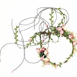 Mengloo 1 x Blumen-Haarband mit Rosenkranz, Haarreifen für Frauen, Hochzeit, Festival, Party, Strand, Fotografie, Haar-Accessoire. von Mengloo