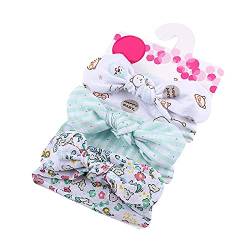 Mengloo 3 x Baby-Stirnbänder, elastisch, mit Kreuzkopf, niedlich, dehnbar, Haar-Accessoire, buntes Tuch für Kinder und Babys von Mengloo