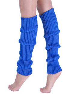 Mengmiao Damen Gestrickt Stulpen Beinstulpen Socken Stricken Strümpfe Blau von Mengmiao