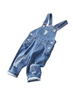 Mengmiao Jungen Freizeit Denim Overall Volltonfarbe Latzhosen Hellblau 110 von Mengmiao