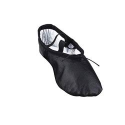 Mengmiao Tanzschuhe Trainings Schuhe Schläppchen für Kinder Damen PU Leder Ballettschuhe Gymnastikschuhe (Schwarz, Größe 30) von Mengmiao
