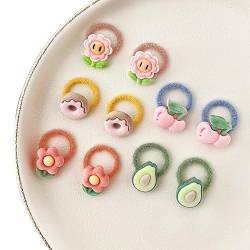 10/20 Teile/satz Baby Mädchen Niedlichen Cartoon Blume Daumen Ring Gummibänder Kinder Süße Haarbänder Kind Haar Zubehör (Color : A-10 Pcs) von Mengsiy