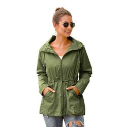 Mengyu Damen Regenjacke Windbreaker Leichte Outdoor Jacke Wasserdicht Übergangsjacke mit Kapuze Sportjacke für Frühling und Herbst (Hellgrün, 3XL) von Mengyu