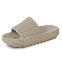 Menore Herren Damen Badeschuhe Badeschlappen Slippers Sommer Cloudyzz Schlappen Hausschuhe Home Slippers rutschfeste Pantoletten Badelatschen Strand Sandale Indoor & Outdoor Dunkles Khaki 44/45 EU von Menore