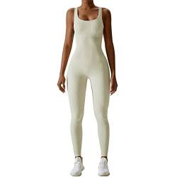 Menore Women's Yoga Jumpsuits Workout Ribbed Sleeveless Soft Sports jumpsuits Round Neck Figure-Hugging One-Piece von Menore