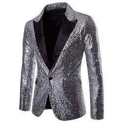 Mensera Herren Blazer Anzugjacke aus Pailletten Mode Glitzer Jacke Sakko Mantel für Hochzeit und Party Slim Fit von Mensera
