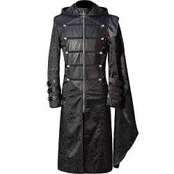 Mensera Herren Jacke AssassinsCreed Kostüm Vintage Mittelalter Gothic Lederjacke Gewand Hoodie Umhang Verkleidung für Festival Karneval Fasching Cosplay Party Köln Game Show von Mensera