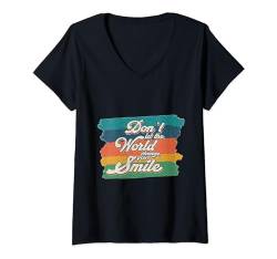 Damen Lass nicht zu, dass die Welt dein Lächeln verändert vintage Psychische Gesundheit T-Shirt mit V-Ausschnitt von Mental Health Awareness Shirts Men Women Kids