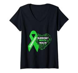 Damen Unterstützt psychische Gesundheit, Bewusstsein für psychische Gesundheit, Männer und Frauen T-Shirt mit V-Ausschnitt von Mental Health Awareness Shirts Men Women Kids