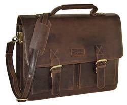 Menzo Aktentasche aus echten Leder, 15 Zoll Lehrertasche, Business Tasche für Damen und Herren von Menzo