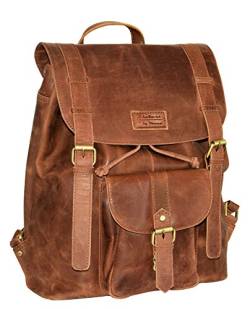 Menzo Leder-Rucksack aus echten Büffelleder, Ideal für die Arbeit, Schule, Urlaub und Handgepäck, Backpack von Menzo