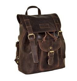 Menzo Lederaccessoires „Meran“ Buffalo Vintage Leder, Lederrucksack, Cityrucksack, Backpack für Damen und Herren (dunkelbraun) von Menzo