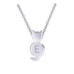 Katze Kette, Katzenhalskette aus echtem Katzenschmuck aus Sterlingsilber mit eingravierten Buchstaben (E) von Meow Star