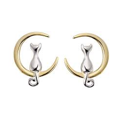 Katze Mond Ohrringe Sterling Silber Ohrringe Katzenliebhaber Geschenk für Frauen (Gold) von Meow Star