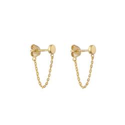 Minimalistische Ohrringe Zirkonia Ohrstecker mit Kette Sterling Silber Ohrringe für Frauen (dot-gold) von Meow Star