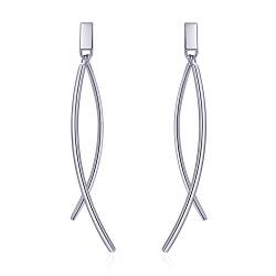 Stäbchen Ohrringe Einfache Drop Line Ohrringe Bar Ohrringe Ohrringe für Frauen (Silber) von Meow Star