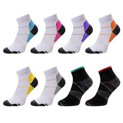 Meowoo Running Kompressionssocken 8 Paare Wandersocken Laufsocken Compression Socks Trekkingsocken für Herren Damen, Geeignet für Fußgröße 34-46 (L/XL) von Meowoo