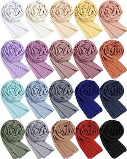Mepase Chiffon-Schal für Damen, einfarbig, Chiffon, Hijab, Chiffon, Schal, Wickeltuch, trendiger Kopftuch für Damen, leicht, 20 Stück, Klassische Farbe, Einheitsgröße von Mepase