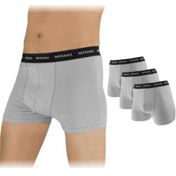 95% Baumwolle Herren Unterhosen California Männer Boxershorts einfarbig – 3er Pack (XL/grau) von Meranu