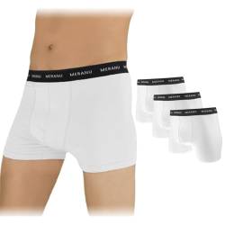 95% Baumwolle Herren Unterhosen California Männer Boxershorts einfarbig – 3er Pack (XXL/Weiss) von Meranu