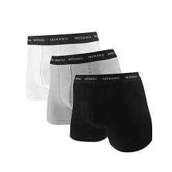 95% Baumwolle Herren Unterhosen California Männer Boxershorts einfarbig – 3er Pack (XXL/graustufen Mix) von Meranu