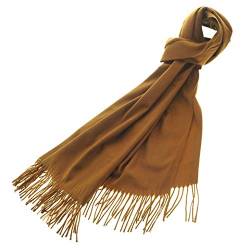 Damen Schal Pashmina "London" warm weich einfarbig - Baumwolle/Acryl - 160x60cm – xl (Mokka Braun) von Meranu