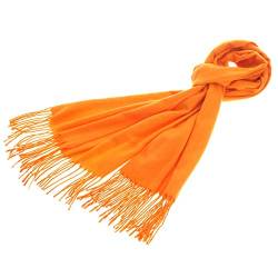 Damen Schal Pashmina "London" warm weich einfarbig - Baumwolle/Acryl - 160x60cm – xl (Orange) von Meranu