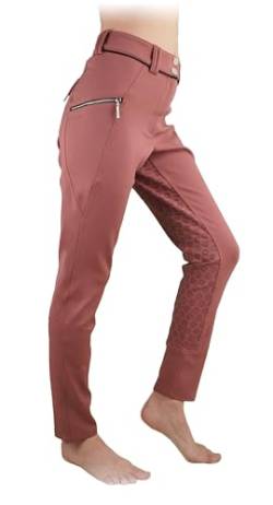 Meranu Damen Reithose “Jinete“ Vollbesatz Jodhpur Reitleggings Grippads Stretch-Stoff (Handytasche) – Peach Red/S von Meranu