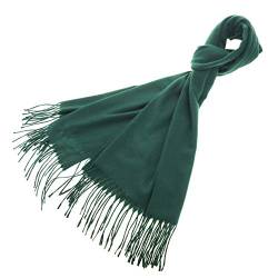 Meranu Damen Schal Pashmina London warm weich einfarbig - Baumwolle/Acryl - 160x60cm – xl (Dunkel-Grün) von Meranu