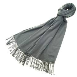 Meranu Damen Schal Pashmina London warm weich einfarbig - Baumwolle/Acryl - 160x60cm – xl (Navy Grau) von Meranu