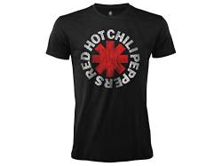 Red Hot Chili Peppers T-Shirt Logo Rock Music Offizielle Schwarze Baumwolle, Unisex, Erwachsener, Junge (L) von Merch Traffic