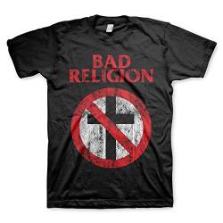 Bad Religion Herren Distressed Cross Buster T-Shirt Schwarz | Offizielles Lizenzprodukt, Schwarz, L von Merch2Rock