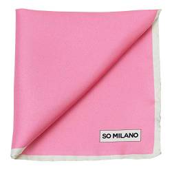 SO MILANO Einstecktuch aus Seide – Einfarbig mit Rand – 100% Seide | Handrolliert | Made in Italy (Rosa) von Merchandising