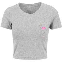 Merchcode T-Shirt Merchcode Damen Ladies Flamingo Cropped Tee (1-tlg) von Merchcode