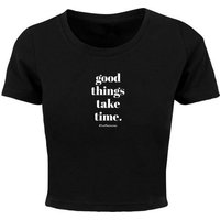 Merchcode T-Shirt Merchcode Damen Ladies Good Things Take Time Cropped Tee (1-tlg) von Merchcode