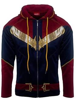 Captain Marvel Hoodie für Damen, Rot, Blau, Gold, 38 von Merchoid