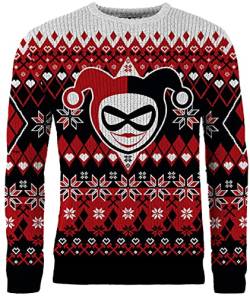 Harley Quinn Chrismtas Pullover Unisex für Damen oder Herren - Ugly Sweater DC Geschenk Gr. S, Mehrfarbig von Merchoid