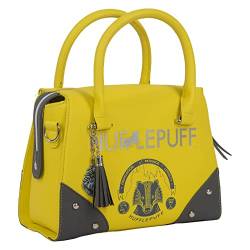 Harry Potter: Premium Hufflepuff Damen-Handtasche, Kunstleder, Gelb / Grau, gelb, grau von Merchoid